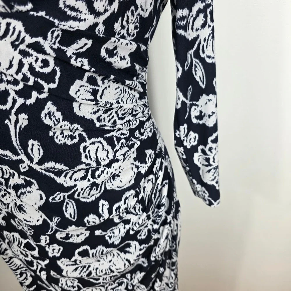 Lauren Ralph Lauren Womens Navy White Floral Print Sheath Dress‎ Size 8